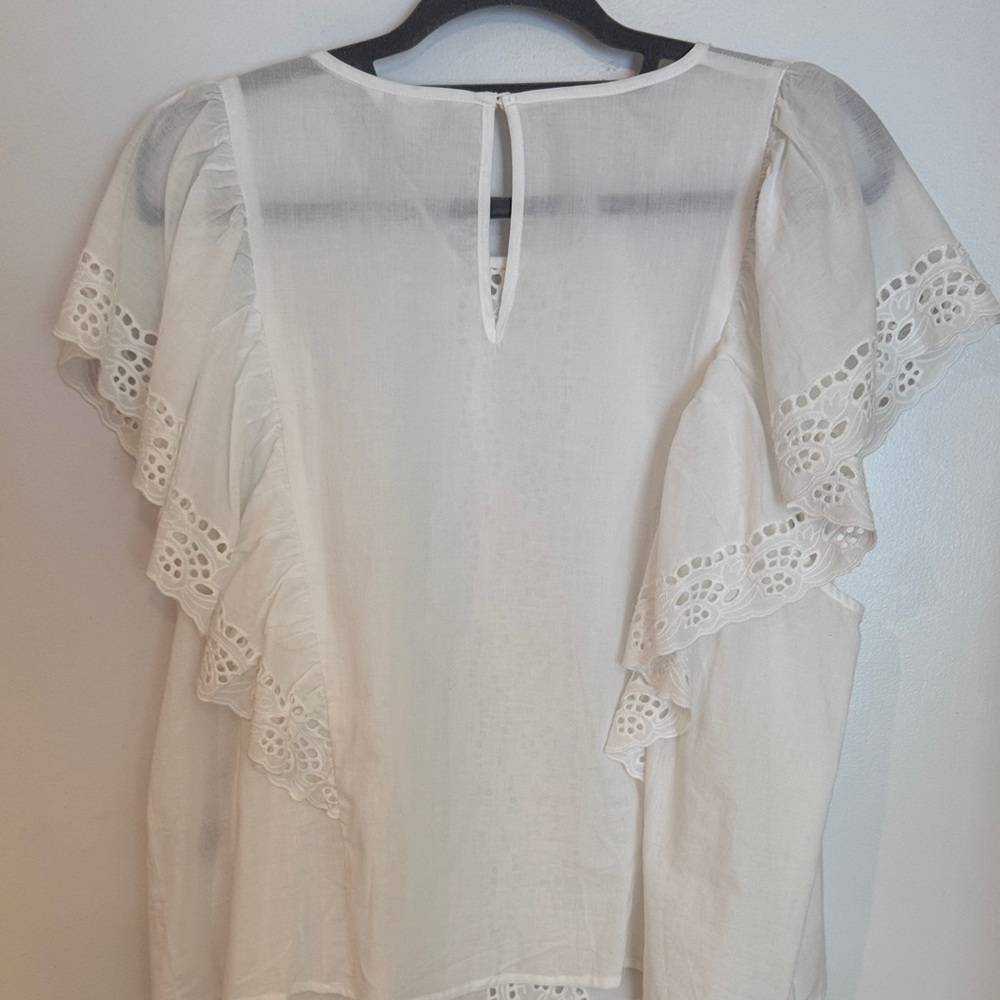 H&M White Eyelet Ruffle Blouse - Picture 8 of 8